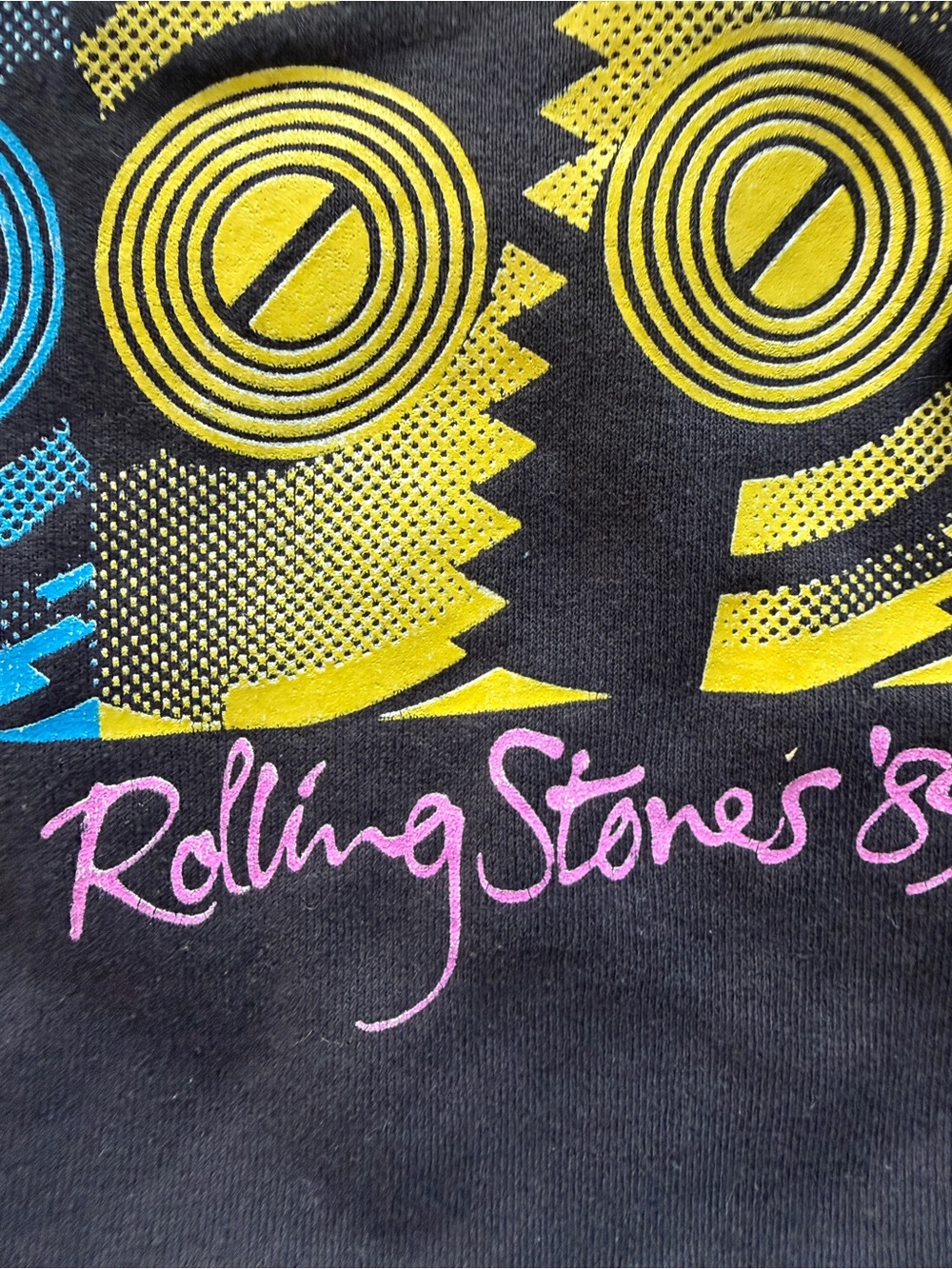 Rare original Rolling Stones '89 Black Crewneck Sweatshirt with Neon Pop Graphic - Picture 5 of 7